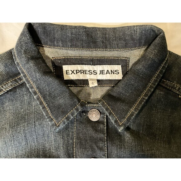 Express Women’s Denim Sleeveless Vest Button-Up with Pockets, Size L - Picture 5 of 6